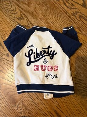 GAP Navy and White 'Liberty & Hugs' Kids Jacket